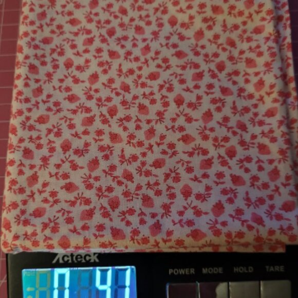Vintage Pink and White Calico Fabric 1 Yard by 44" Wide. - Picture 2 of 3